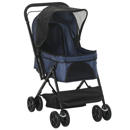 Pet stroller for small dogs & cats, Oxford Blue 76.5x52x95cm