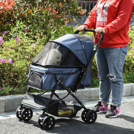 Pet stroller for small dogs & cats, Oxford Blue 76.5x52x95cm