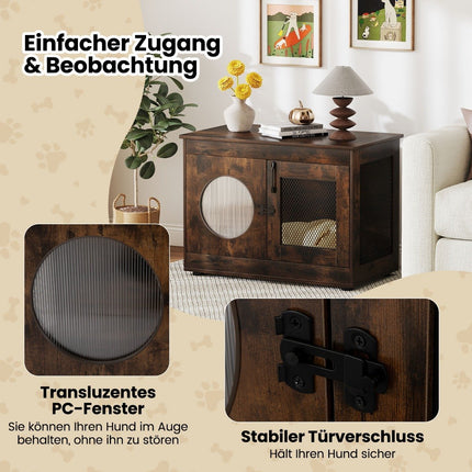 Pet Crate Furniture Style with Door & PC Window, 82x47x60 cm
