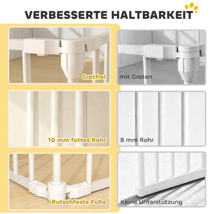 Pet Gate, 8-Panel Foldable Barrier with Door, White
