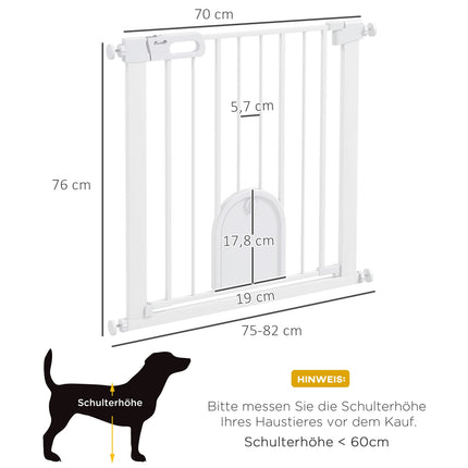 Pet Gate, Adjustable with Small Door, Metal & Plastic, White