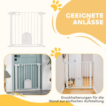 Pet Gate, Adjustable with Small Door, Metal & Plastic, White