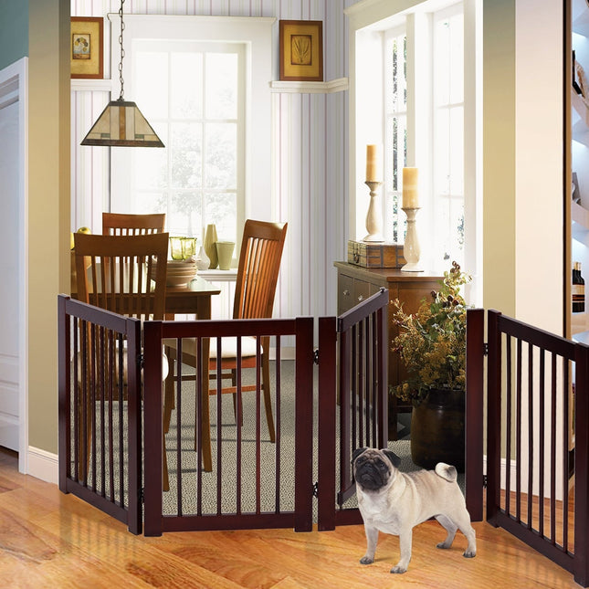 Pet Gate, Foldable Wood, 203 x 76 cm, 4 Pieces
