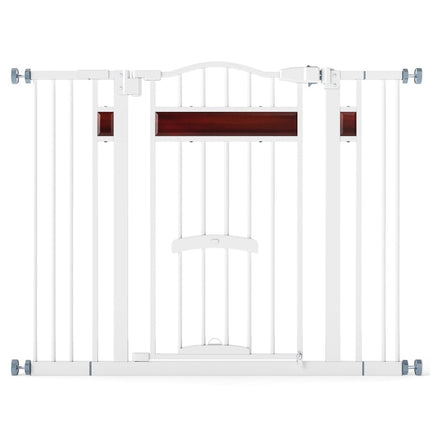 Pet Gate with Small Door, Metal, Adjustable 74-104cm
