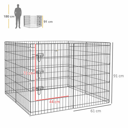 Pet Playpen with Door, Black Metal, 91cm, Indoor/Outdoor
