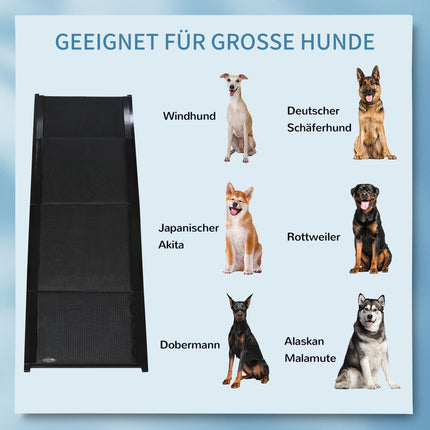 Folding aluminum dog ramp, non-slip, supports up to 40 kg