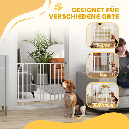 Pet Safety Gate, Adjustable 75-95 cm, Two-Way Opening, White