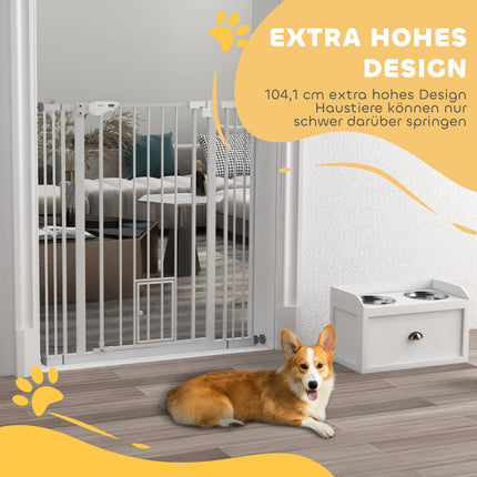 Pet Safety Gate, No-Drill, Auto-Close, 74-101 cm Adjustable