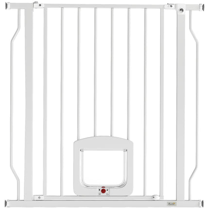 Pet Safety Gate with Cat Flap, No Drill, 75-85 cm, Steel