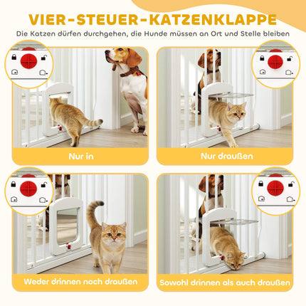 Pet Safety Gate with Cat Flap, No Drill, 75-85 cm, Steel