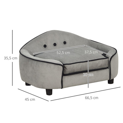 Cozy gray dog bed - Wood & plush, 66.5x45x35.5 Cm