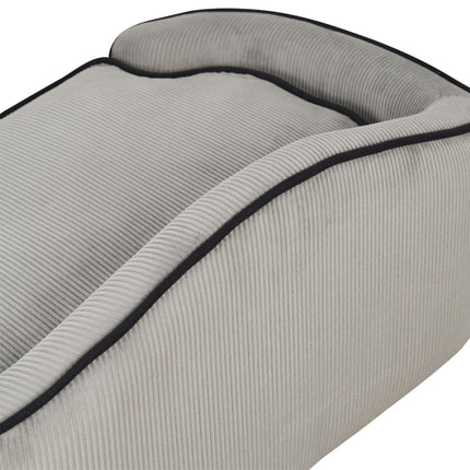 Cozy gray dog bed - Wood & plush, 66.5x45x35.5 Cm