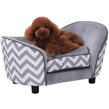 Gray padded sofa bed for pets - foam, wood, 68.5x40.5 cm