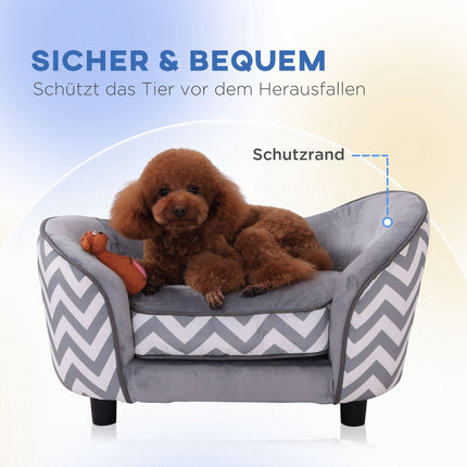 Gray padded sofa bed for pets - foam, wood, 68.5x40.5 cm