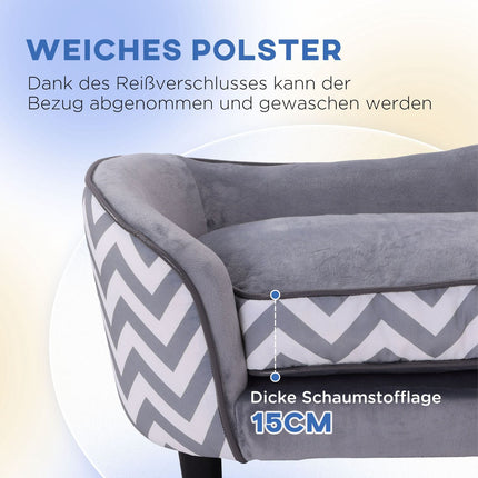 Gray padded sofa bed for pets - foam, wood, 68.5x40.5 cm