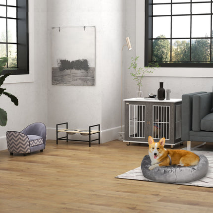 Gray padded sofa bed for pets - foam, wood, 68.5x40.5 cm