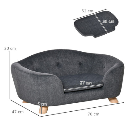 Sofa bed for pets with cushion, plush foam, 70x47x30 cm