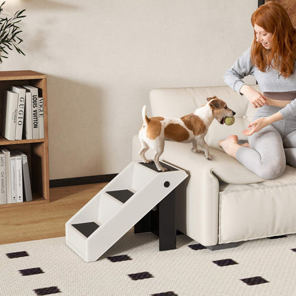 Pet Stairs, 3 Steps, Foldable, 36.5 cm, Cream White