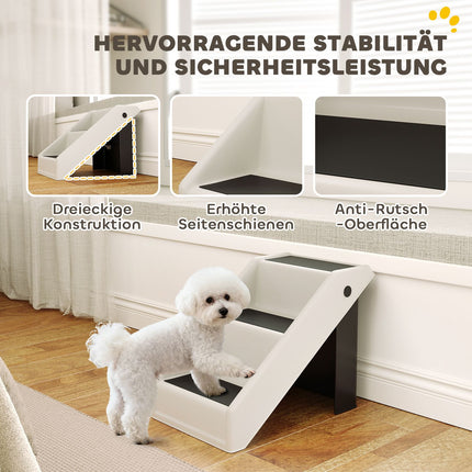 Pet Stairs, 3 Steps, Foldable, 36.5 cm, Cream White