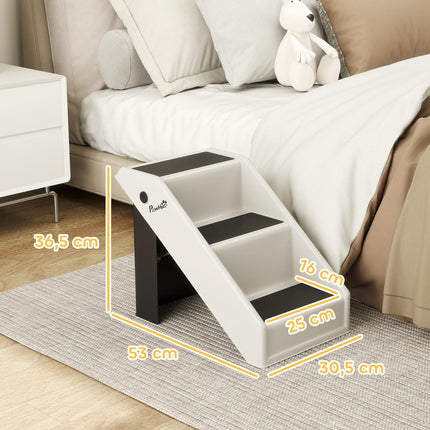 Pet Stairs, 3 Steps, Foldable, 36.5 cm, Cream White