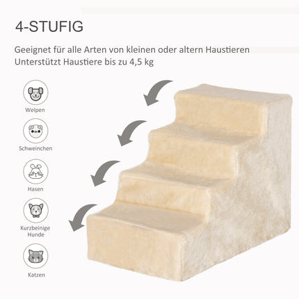 Pet stairs, 4-step ramp with removable cover, beige