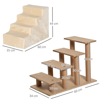 Pet stairs, 4-step ramp with removable cover, beige