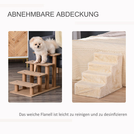 Pet stairs, 4-step ramp with removable cover, beige