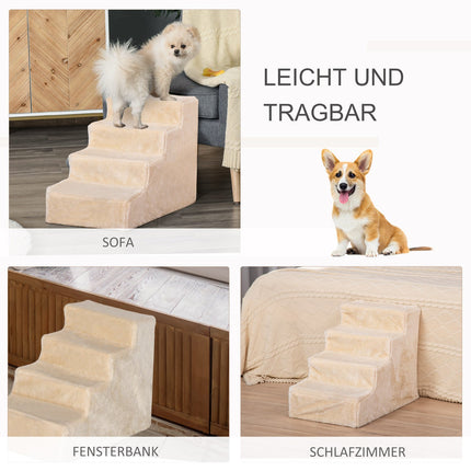 Pet stairs, 4-step ramp with removable cover, beige