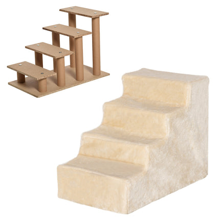 Pet stairs, 4-step ramp with removable cover, beige