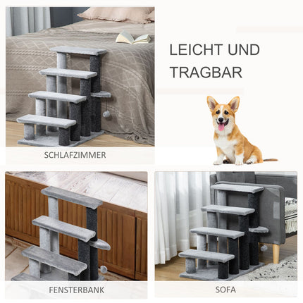 Pet step with scratching post, 4 steps grey, 60x40x64 cm