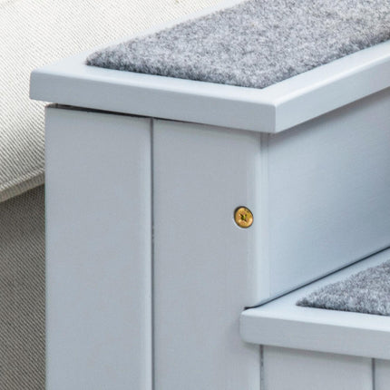 Dog stairs with storage, 3 steps & carpet, Grey