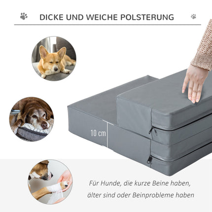 Foldable 2-Step Pet Stairs for Cats and Dogs, Grey, 45x39x20cm