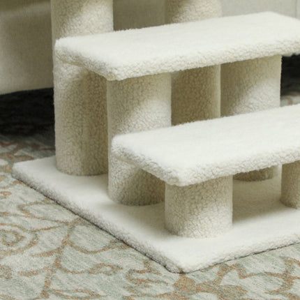 Pet Stairs with 3 Plush Steps, Beige, 45 x 35 x 34 cm