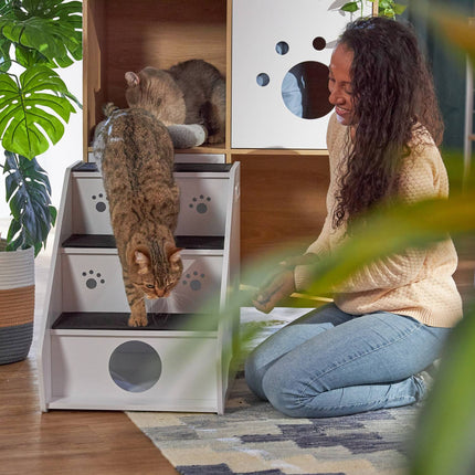 Pet Stairs with 3 Steps and Hidden Storage