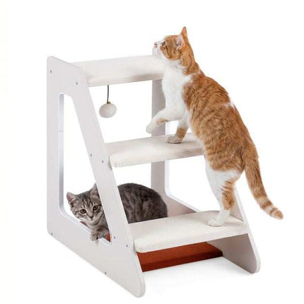 Pet Stairs with Bed, 3 Steps, Foam Padded, 54x33x48 cm