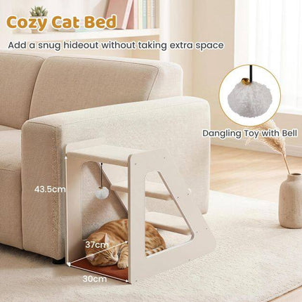 Pet Stairs with Bed, 3 Steps, Foam Padded, 54x33x48 cm