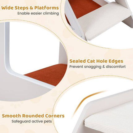 Pet Stairs with Bed, 3 Steps, Foam Padded, 54x33x48 cm