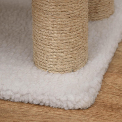 Pet Stairs with Scratching Post, 4 Steps, Plush Jute White