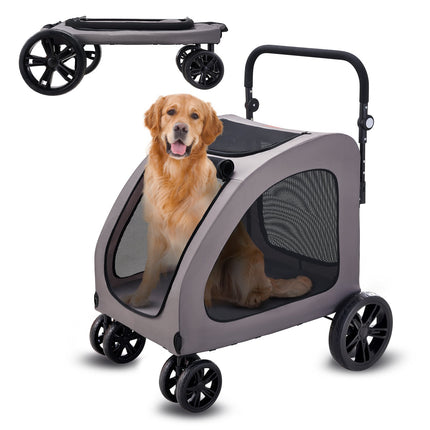 Pet Stroller, 4-Wheel With Brakes, 160 lb Capacity