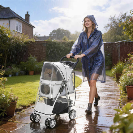 Pet Stroller, Foldable with Rain Cover, Reflective, 10kg Capacity
