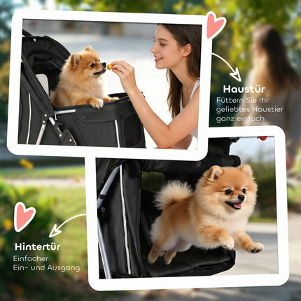 Pet Stroller with Mesh Canopy, Foldable, 10kg Capacity