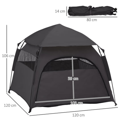 Outdoor Pet Tent - Dark Gray with Mesh Window and Carry Bag
