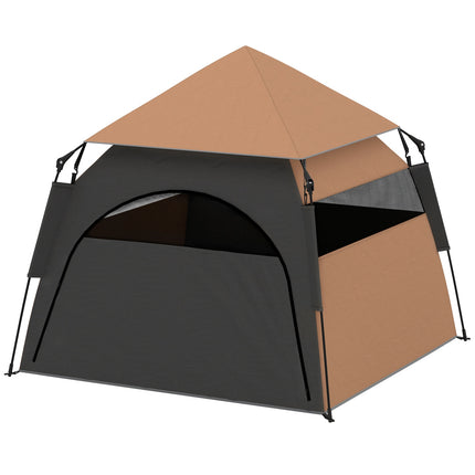 Outdoor Pet Tent - Mesh Window, Sunroof, Dark Brown