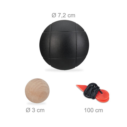 Petanque Boules Set, 6 Balls, Two Colours, Carry Bag