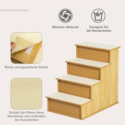 Pet Stairs for Dogs/Cats, 4 Steps, MDF, Up to 30 kg