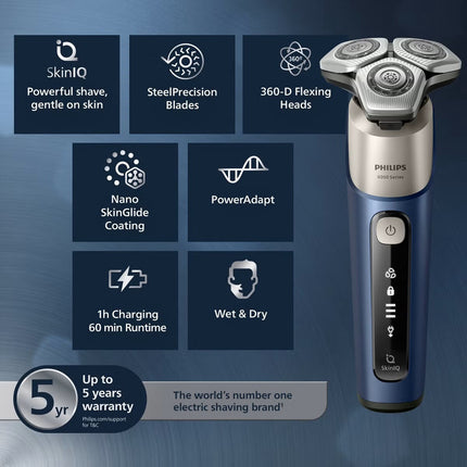 Philips Shaver Series 6000 Wet & Dry with SkinIQ, Beard Styler, Nose Trimmer