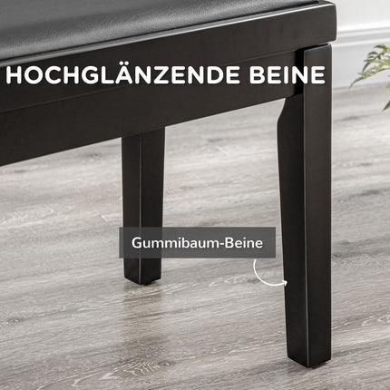 Height-adjustable piano bench with leather cushion, black