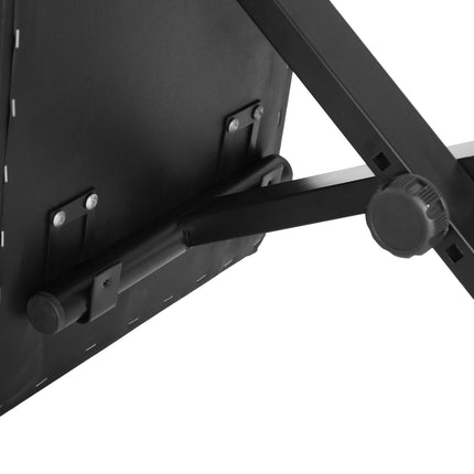 Adjustable Black Metal Piano Bench - Faux Leather Foam Seat
