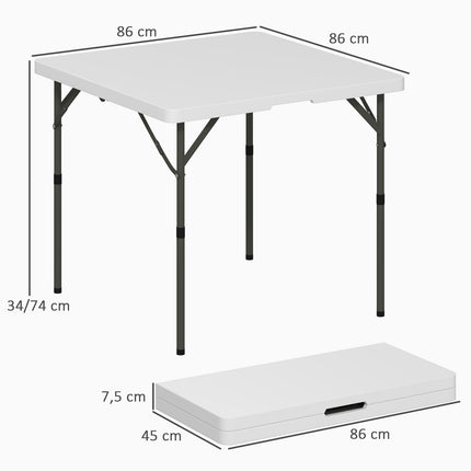 Adjustable folding picnic table, plastic & metal, white