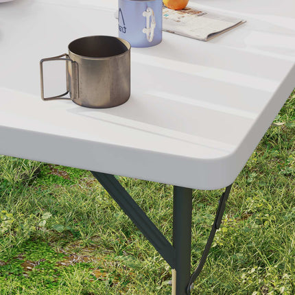 Adjustable folding picnic table, plastic & metal, white